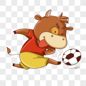 卡通运动牛动物踢足球图片