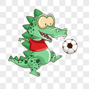卡通足球运动动物鳄鱼形象图片