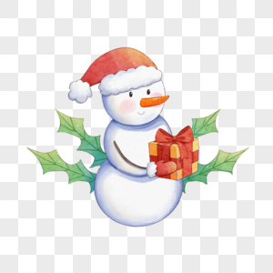 圣诞节拿着礼物盒的雪人图片