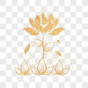 金色植物荷花纹身装饰花纹图片