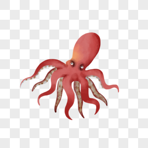 水彩海底生物章鱼图片