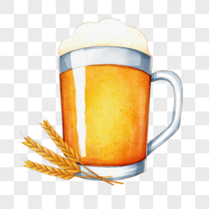 水彩啤酒饮品小麦图片