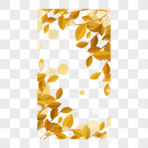 秋季光效树叶故事边框金色植物图片