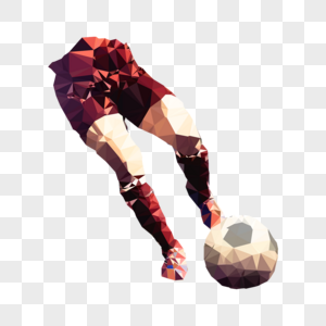 低多边形足球员半身红色球衣高清图片