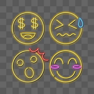 emoji黄色表情包符号霓虹灯图片