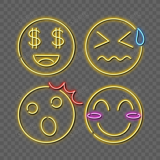 emoji黄色表情包符号霓虹灯图片