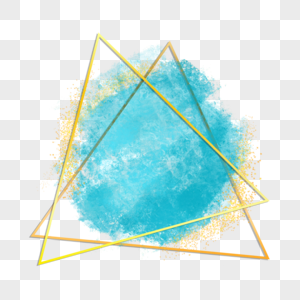 蓝色水彩晕染三角形笔刷图片