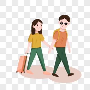 卡通可爱旅行情侣眼镜行李箱绿色男人女人图片
