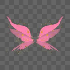 抽象粉色水彩笔刷光效翅膀图片