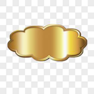 金色金属云朵立体标签图片