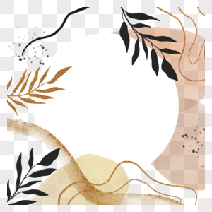 手绘水彩树叶孟菲斯抽象边框图片