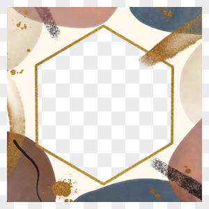 孟菲斯抽象边框手绘六边形装饰图片