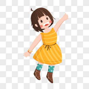 儿童剪贴画黄色条纹裙子女孩图片