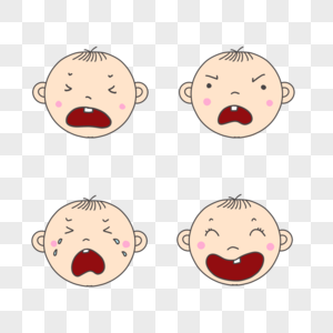 四个婴儿可爱卡通表情包图片
