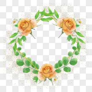 水彩花卉婚礼边框绿色叶子图片