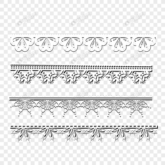 白色对称花边组合图片