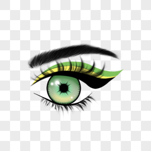 眼妆眉毛眼睛绿色夸张瞳孔女人图片