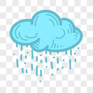 蓝色卡通水彩云朵下雨天气图片