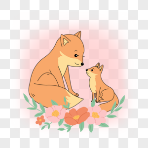 两只狐狸对望温暖画面动物母亲节图片