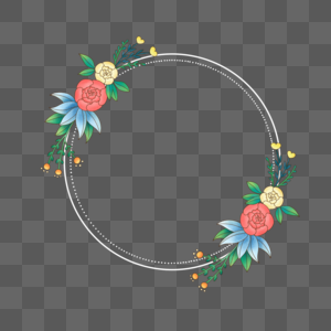 可爱花卉圆形边框图片