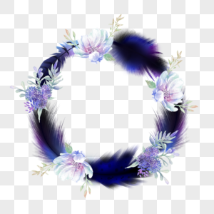 紫色羽毛花卉花环图片