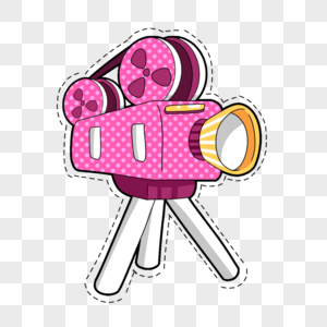 粉色摄像机卡通波普电影贴纸图片
