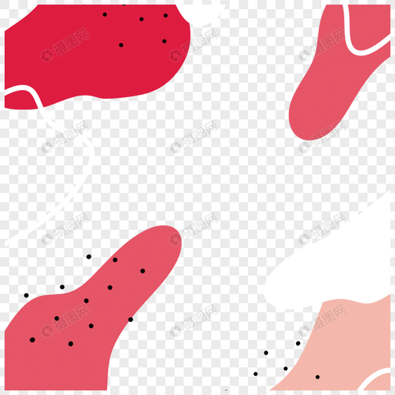 红色抽象图案孟菲斯几何边框图片