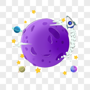 火箭紫色恒星银河宇宙图片
