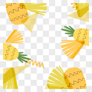 手绘黄色卡通菠萝水果边框图片