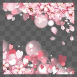 简约粉色光效光斑樱花花瓣图片