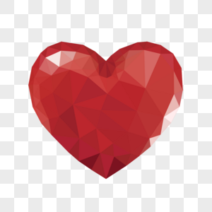 几何多边形低聚立体红色爱心图片