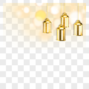 四个悬挂的金色斋月节灯笼高清图片