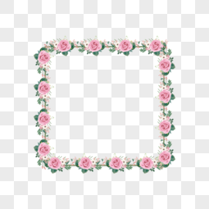 粉色玫瑰方形花卉边框图片