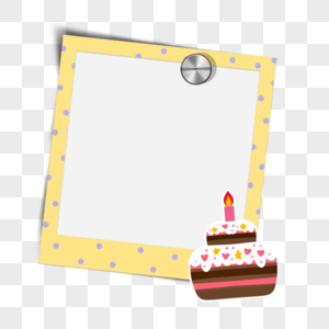美味蛋糕和黄色生日背景框图片