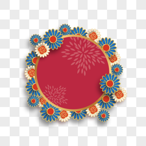 红色印花春节花朵节日边框图片