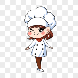 女厨师可爱卡通风格眨眼高清图片