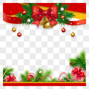 圣诞节抽象铃铛蝴蝶结边框图片