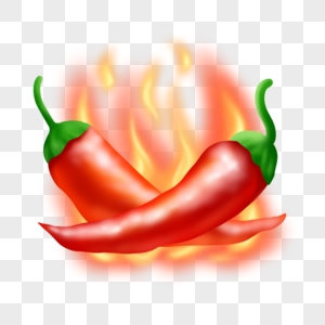 火焰燃烧辣椒写实红色食物火光效果图片