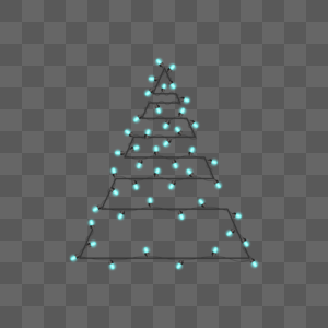 圣诞灯串蓝色抽象圣诞树高清图片