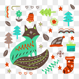 圣诞装饰画斯堪的纳维亚风格绿色图片