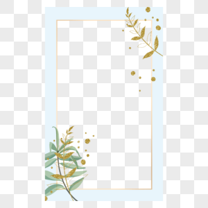 植物ins淡蓝色长方形边框图片