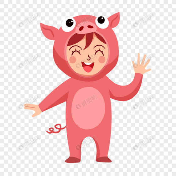 孩子穿着猪的服装角色扮演图片