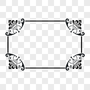 装饰边框黑白线稿长方形花纹图片