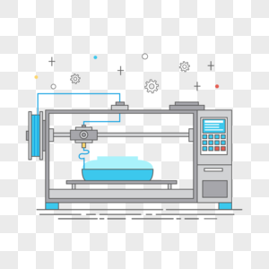 3d打印科技打印机工作过程插画图片