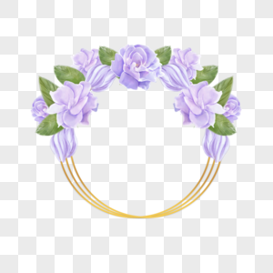 栀子花婚礼紫色圆形边框图片
