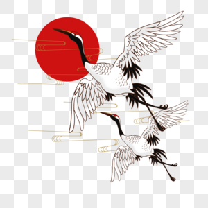 仙鹤传统风格白色飞舞图片