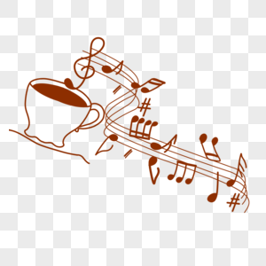 音乐咖啡杯创意符号乐谱旋律图片
