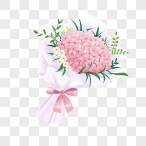 花卉彩铅粉色绣球图片