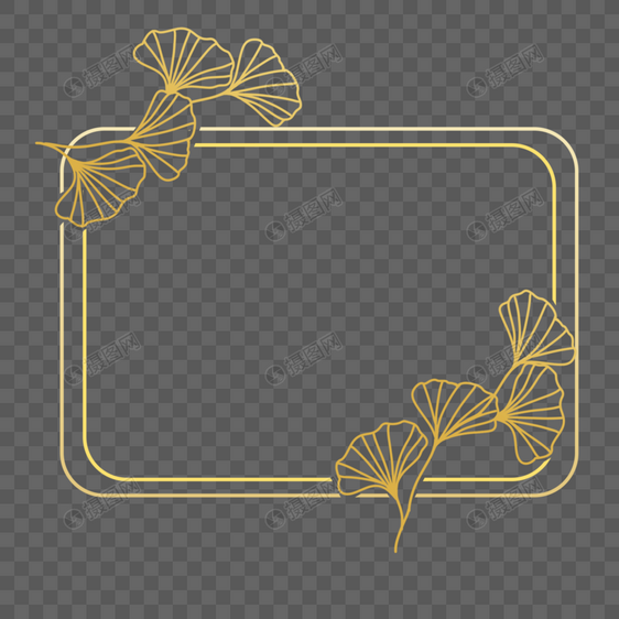 金色线稿银杏叶边框信纸图片