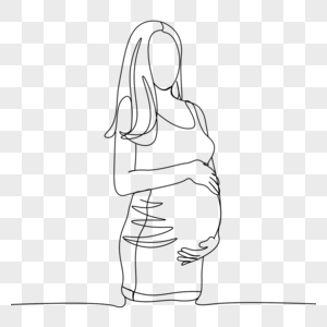 抽象线条画孕妇妈妈图片